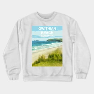 Gwithian Beach Cornwall UK Coast poster St Ives Crewneck Sweatshirt